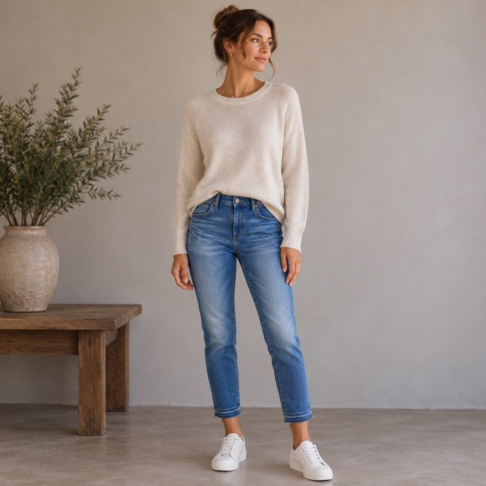 AG Blue Denim  The Mid Rise Stevie Capri  Jeans 30